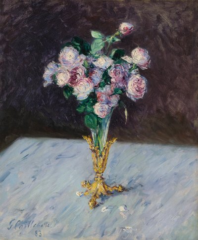 Bouquet of Roses in a Crystal Vase by Gustave Caillebotte